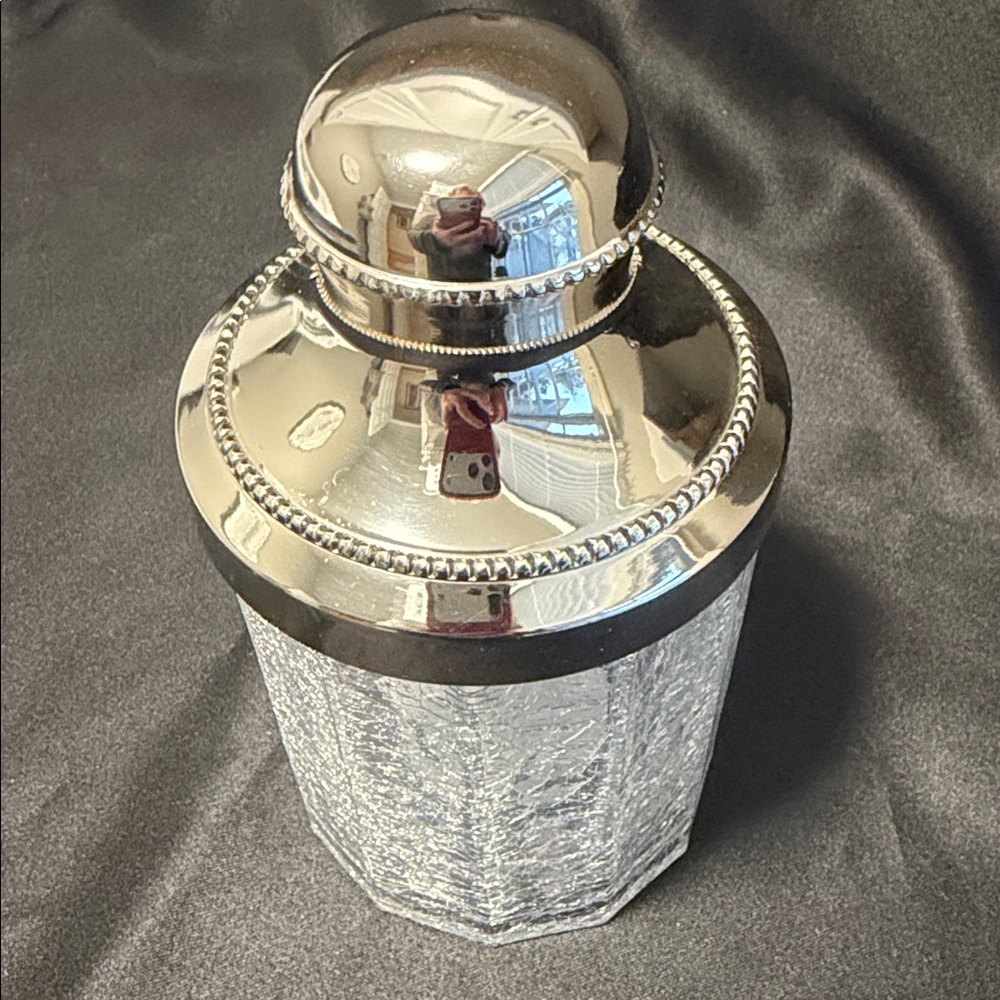 Vintage Croscill Saxony Collection Large Covered Crackle Glass Storage Jar NWT - Picture 2 of 7